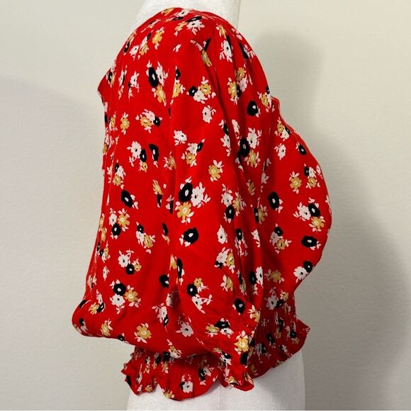 Faithfull The Brand Red Floral Crop Top Size 8 - Picture 3 of 14